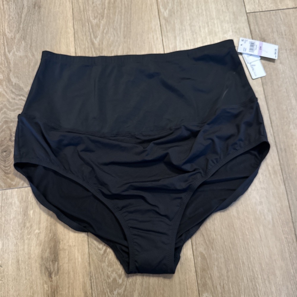 Leilani Plus Women's Tummy Control Swim Bottoms Black Size 22W NEW‎
